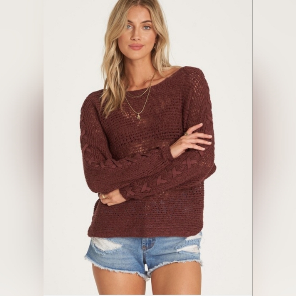 Billabong Chill Out Open Weave Sweater/Cover Up,Black,See Through,Sz L, Beach